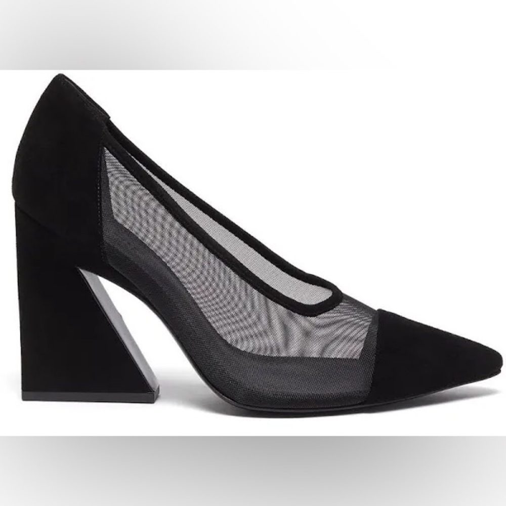MERCEDES CASTILLO Black Anthea Suede & Mesh Block Heel Size EU 36 US 6